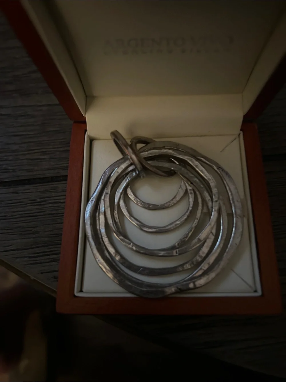 Silver Multi-Ring Pendant Necklace - Women Jewelry